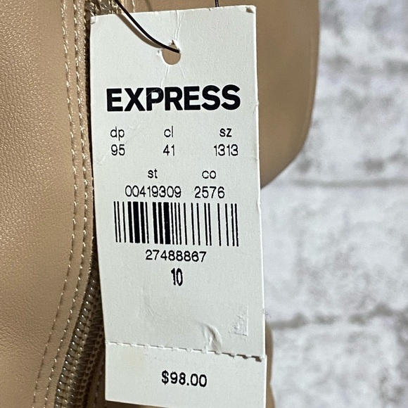 Express Zip Up‎ Faux Tan Leather-pointed toed Heeled boots NWT Women’s Size 10M - Picture 12 of 13